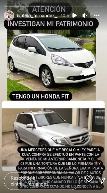 Storie de Instagram de Cinthia Fernández.