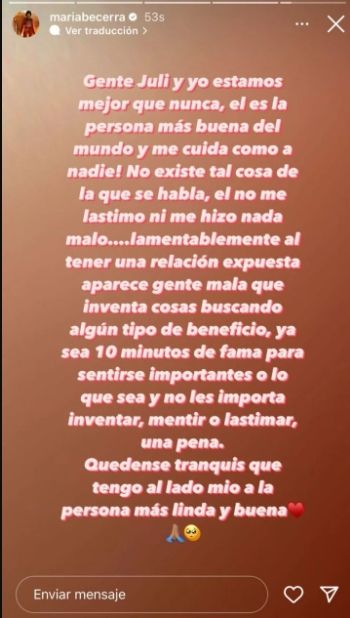 María Becerra en su Instagram.