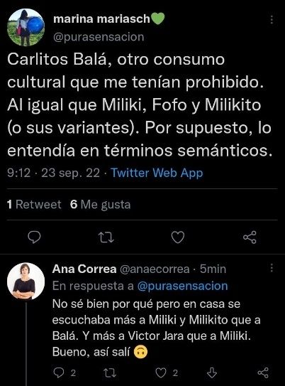 Tuits de Marina Mariasch y Ana Correa.