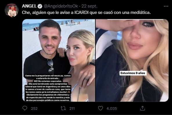 Ángel de Brito contra Icardi.