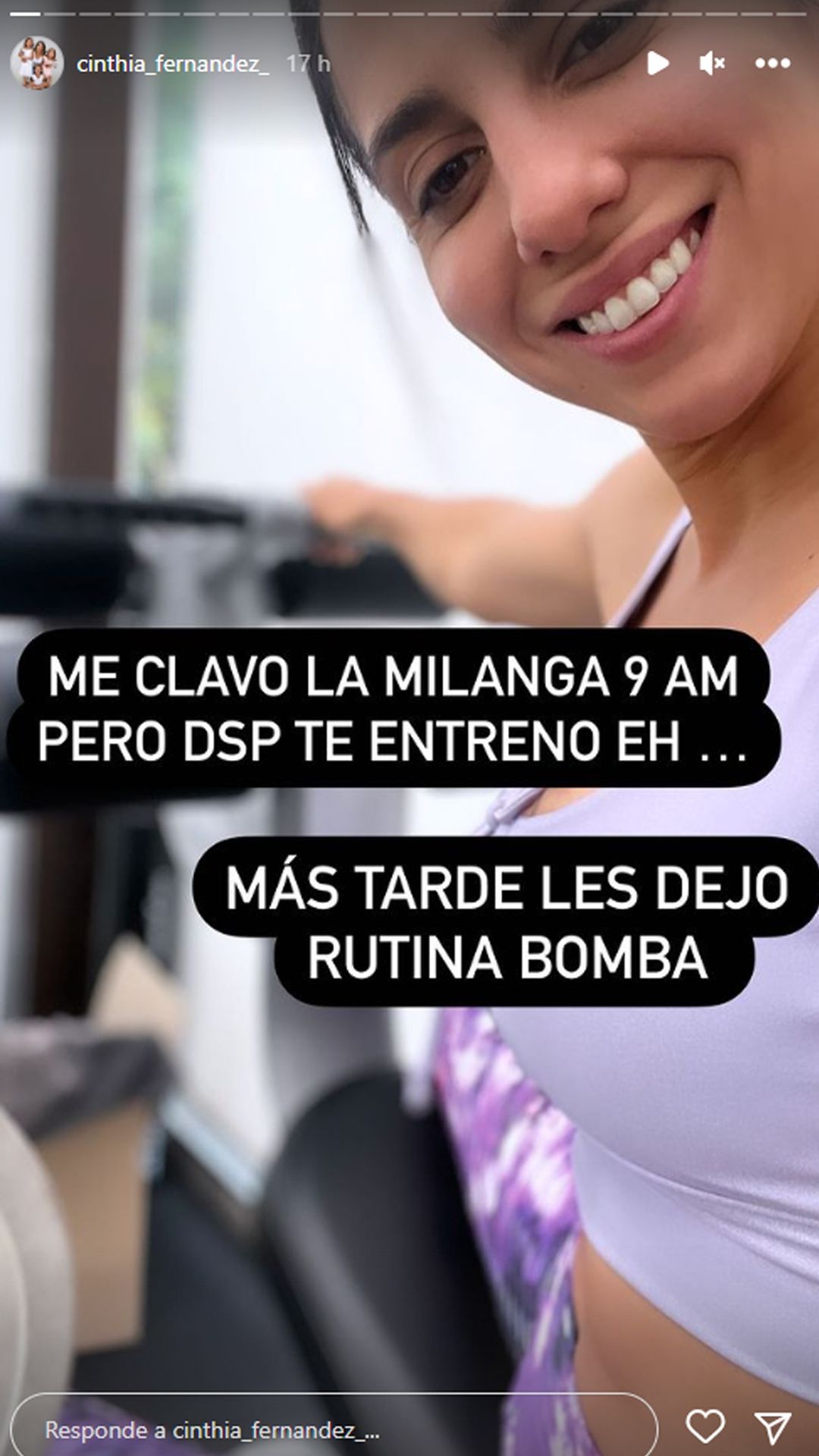 Cinthia Fernández entrenando.