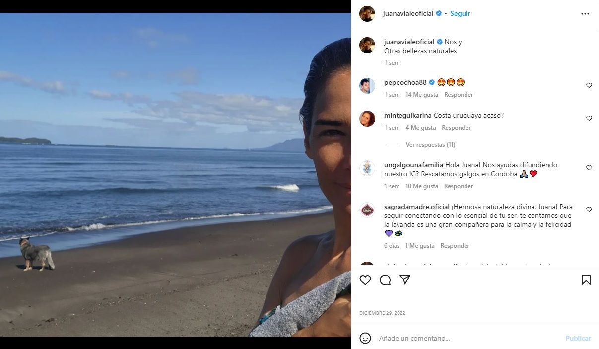 Posteo de Juana Viale desde Chile.
