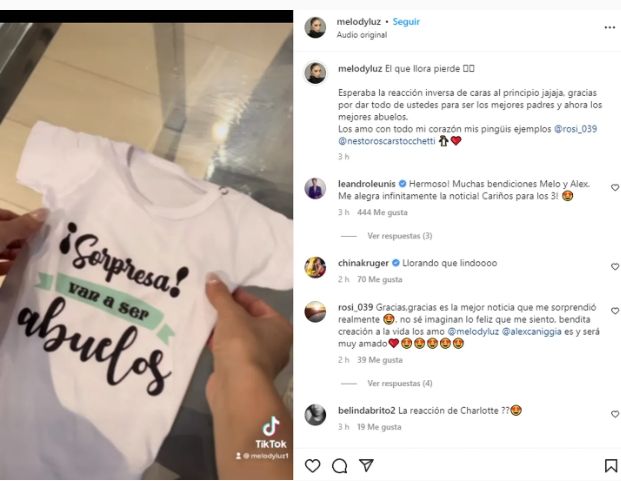 El posteo de Melody sobre cómo se lo tomaron sus padres