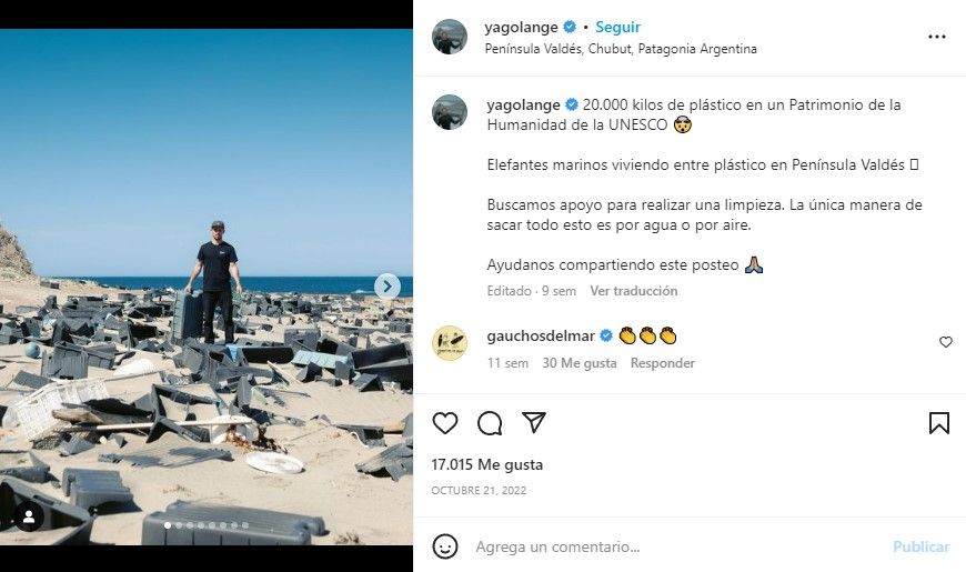 Yago Lange, el nuevo ‘novio’ de Juanita Viale, es ambientalista. (Foto: Instagram)