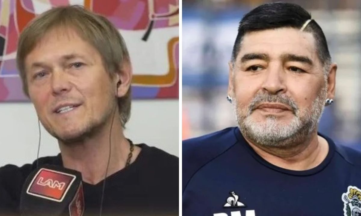 Jorge Taiana y Diego Maradona.