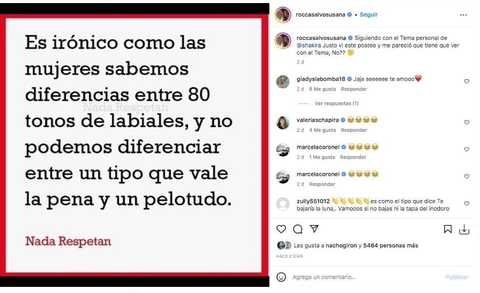 Roccasalvo y una opinión filosa de Shakira