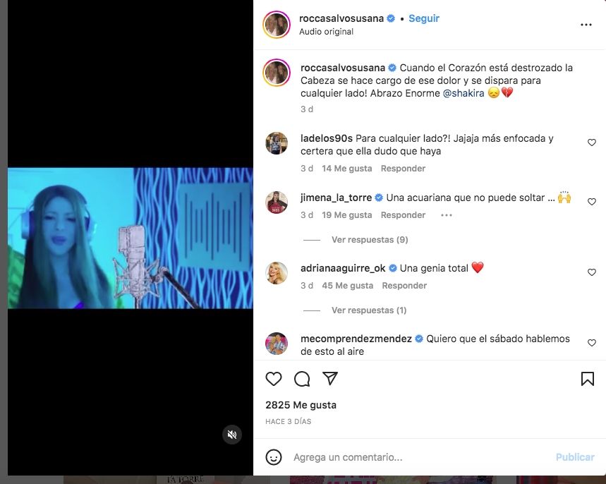 Roccasalvo se expresó sobre la canción de la colombiana