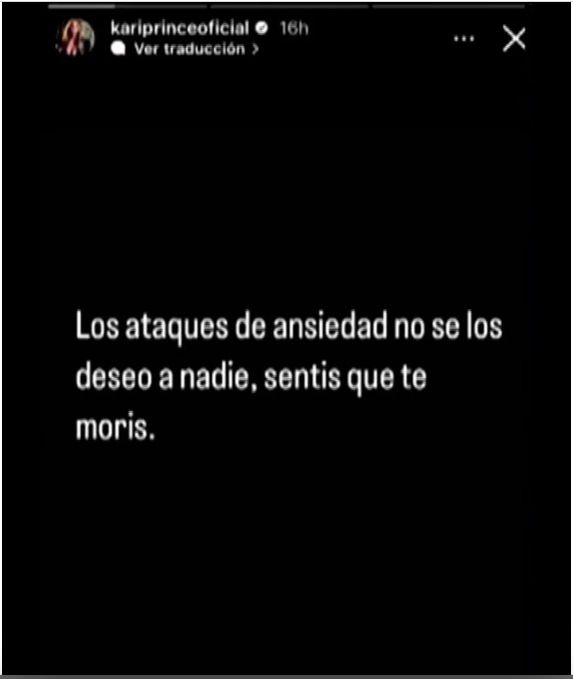 Karina reveló su dolor