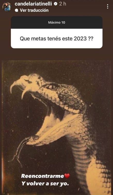 Historia de Instagram de Cande Tinelli.