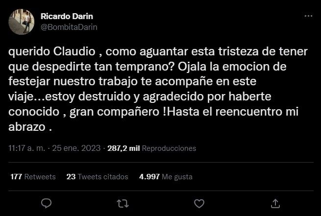 Ricardo Darín junto a Claudio Da Passano. (Foto: Archivo).