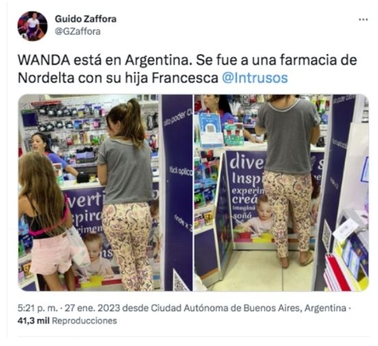 Wanda captada en plena compra con su hija y en ojotas
