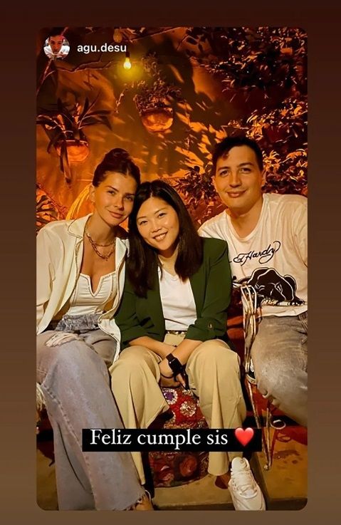 La China Suárez, junto a su hermano, Agustín, y su cuñada, Pau Fukuhara.