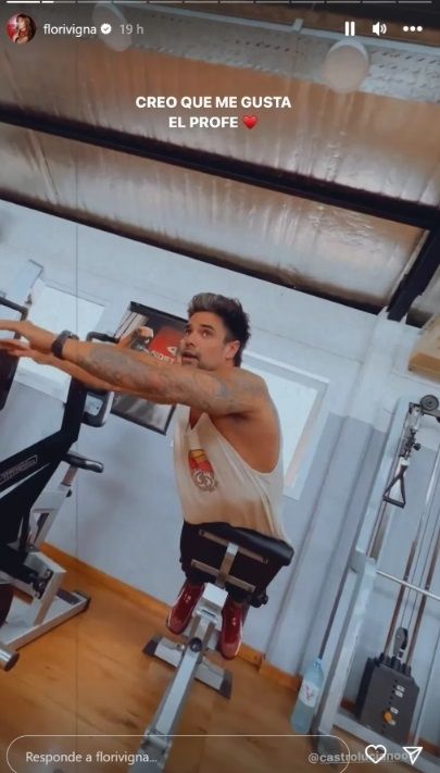 El entrenamiento de Luciano Castro y Flor Vigna.