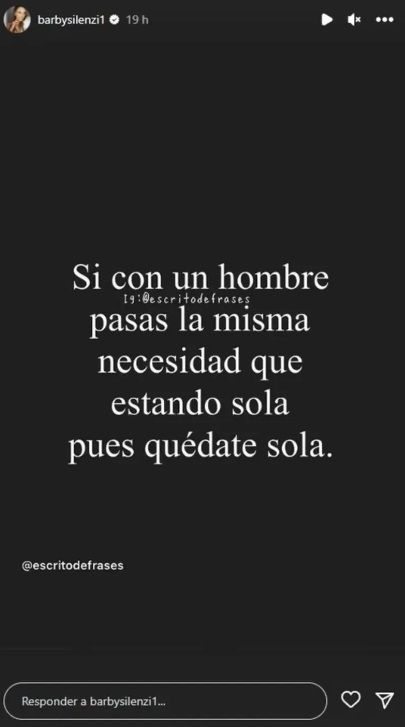 El posteo de Barby Silenzi contra El Polaco. 