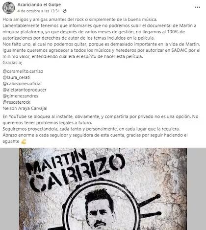 Comentario sobre el documental de Martín Carrizo. 