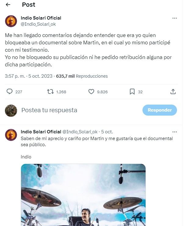 La respuesta del Indio Solari. 