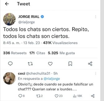 Rial aseguró que los chats son verdaderos