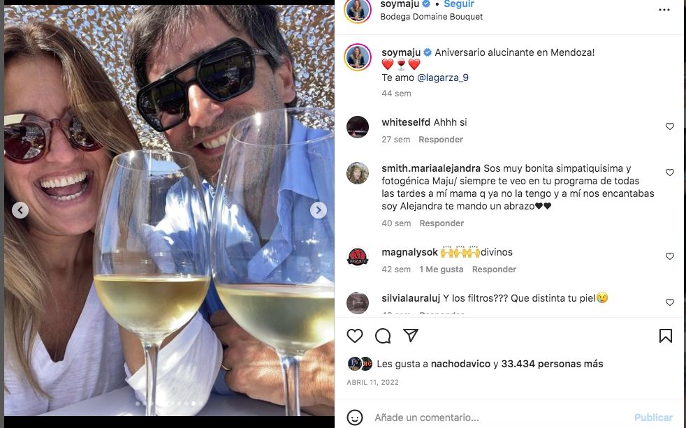 Un posteo de Maju para valorar el amor de su pareja