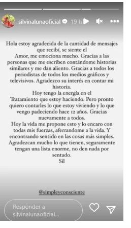 El posteo de Silvina Luna