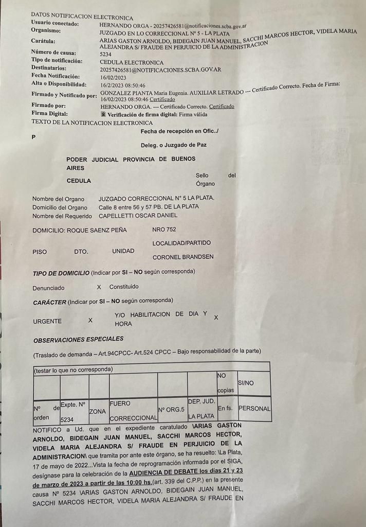 Citatorio judicial C/Fraude en perjuicio del estado