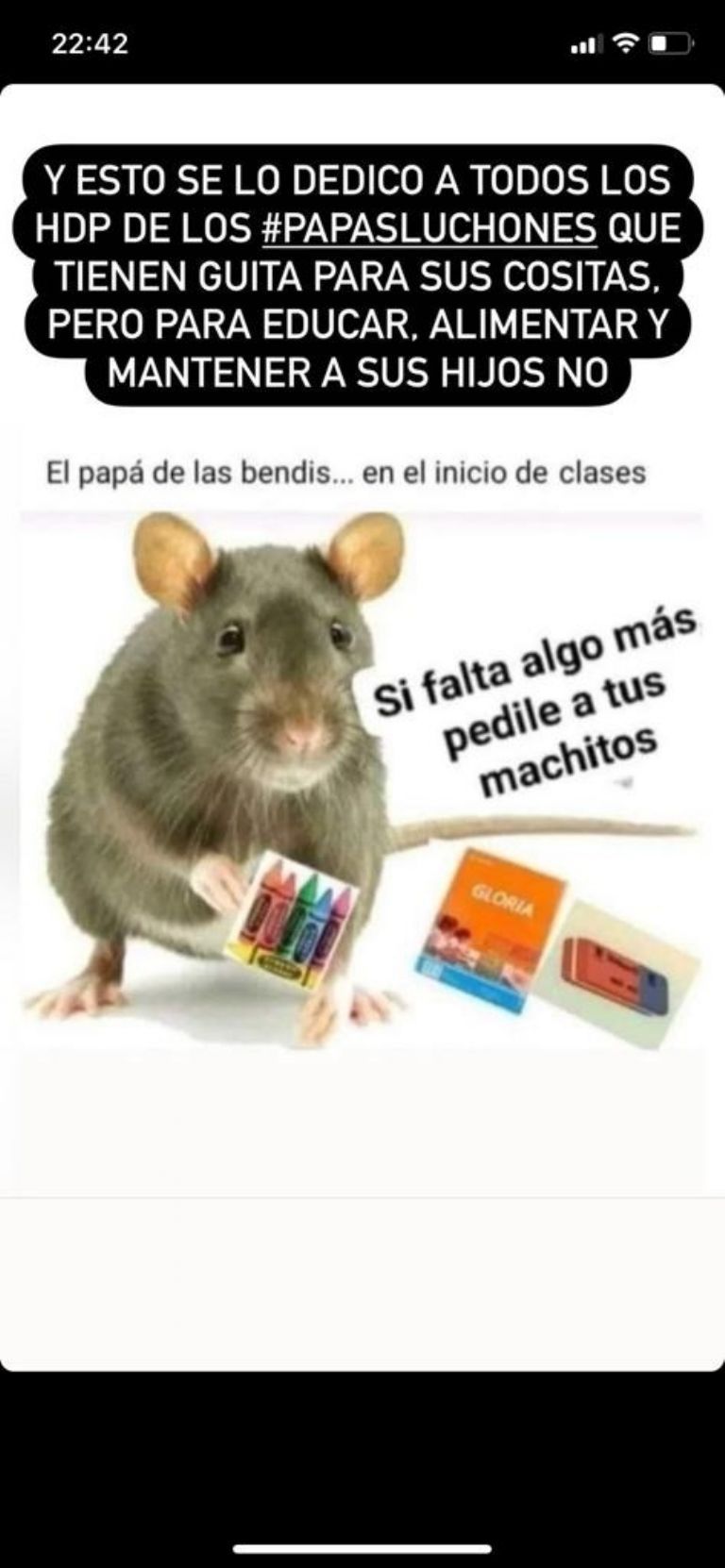 Historia de Instagram de Cinthia Fernández. 