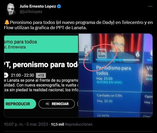 Flow confundió a Jorge Lanata con Dady Brieva. (Foto: Captura Flow)