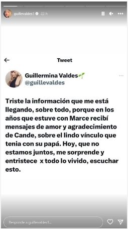 el posteo de Valdés sobre Cande Tinelli