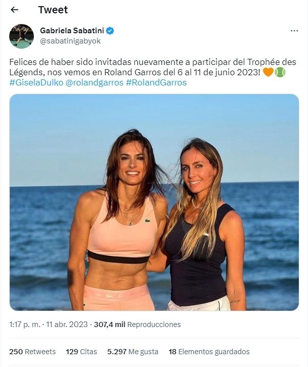 Tuit de Gabriela Sabatini.