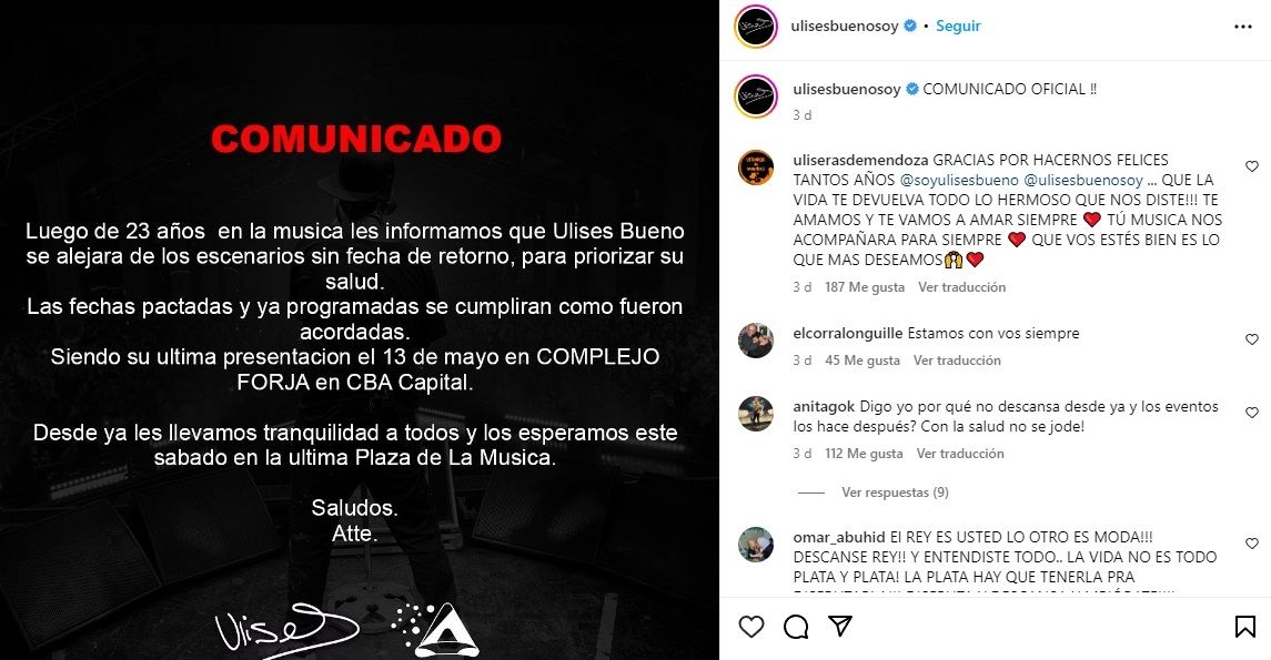 Comunicado Ulises Bueno.