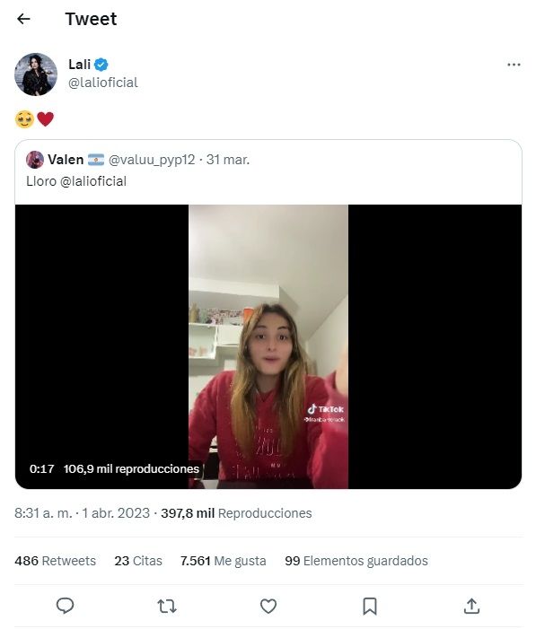 La reacción de Lali Espósito.