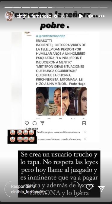 Cinthia Fernández contra su ex suegra