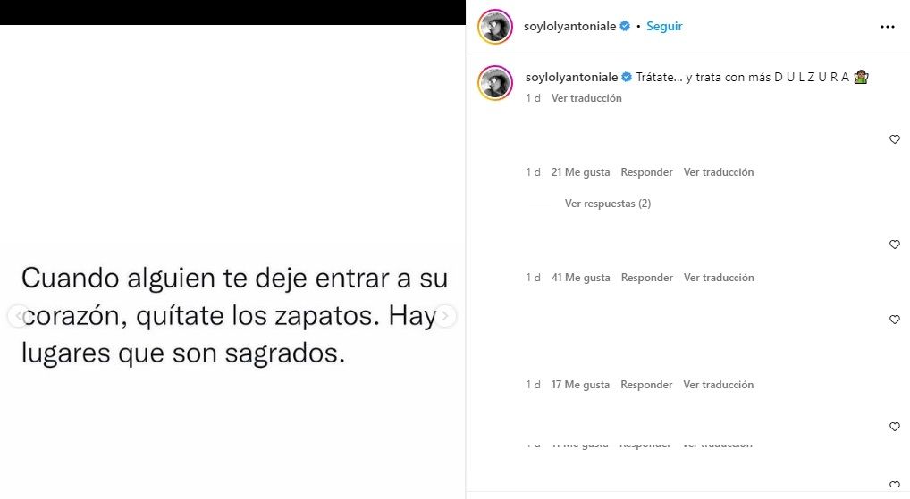 Mensaje de Loly Antoniale.