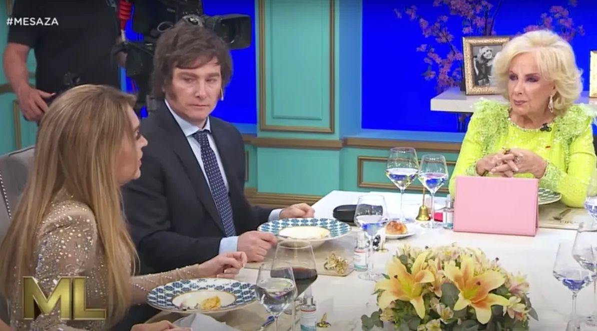 Javier Milei, Fátima Florez y Mirtha Legrand. 
