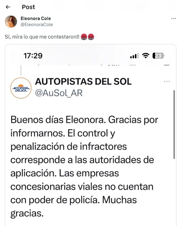 El enojo de Eleonora Cole.