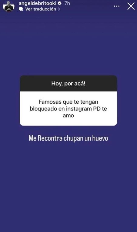 Historia de Instagram de Ángel de Brito. 