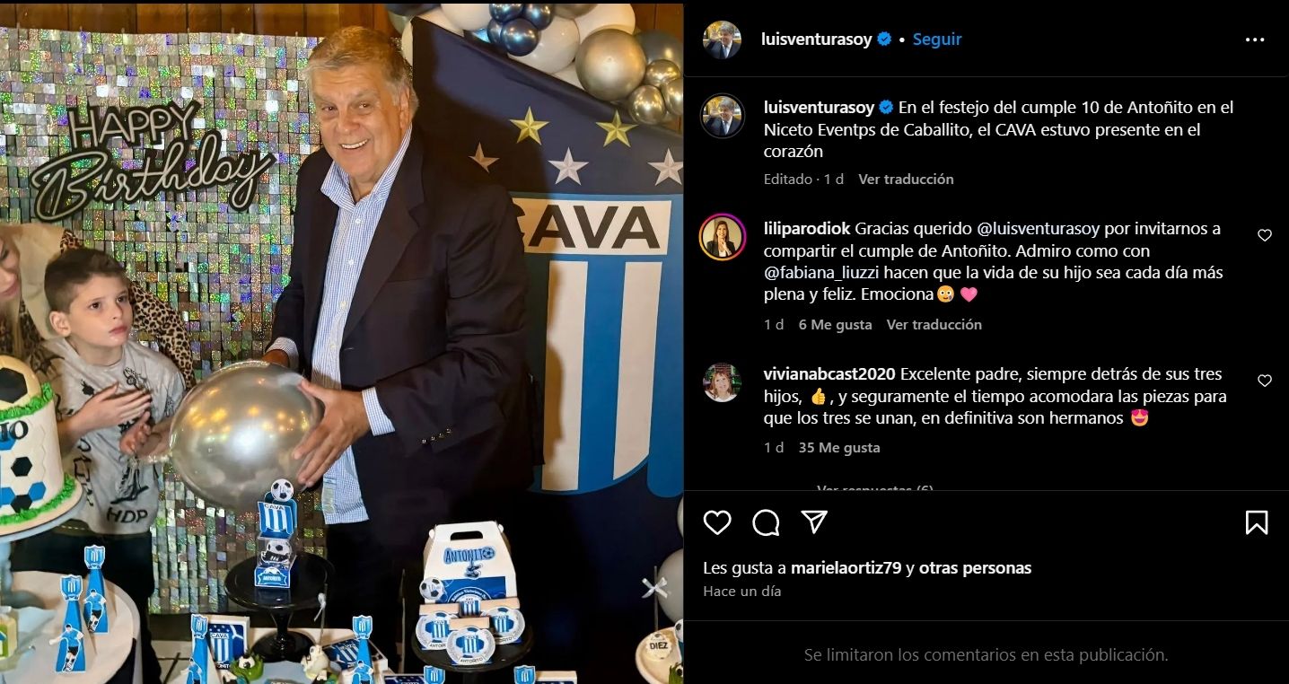 Antonito, el hijo de Luis Ventura, cumplió 10 años.