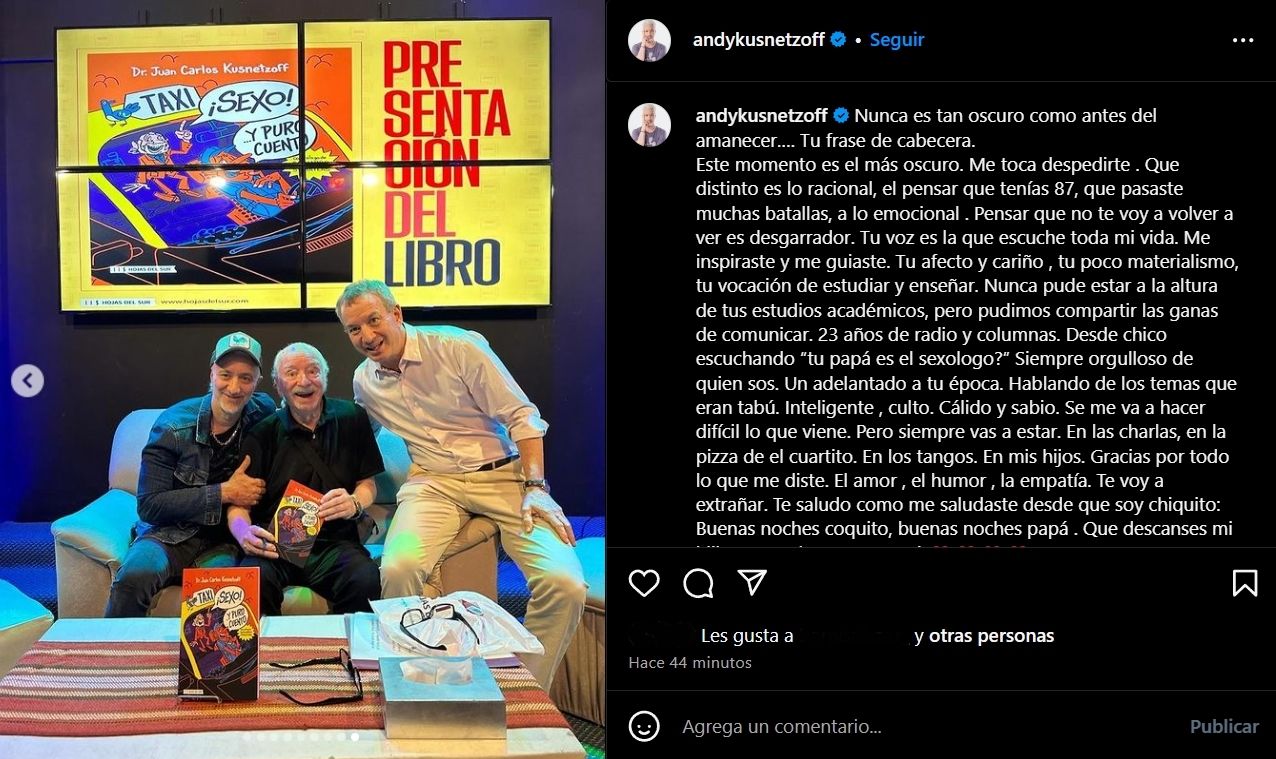El tierno posteo de Andy Kusnetzoff.