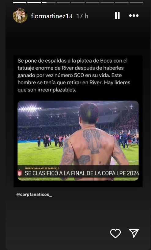 El posteo de la esposa de Enzo Pérez que llamó la atención. (Foto: Instagram de Florencia Martínez)