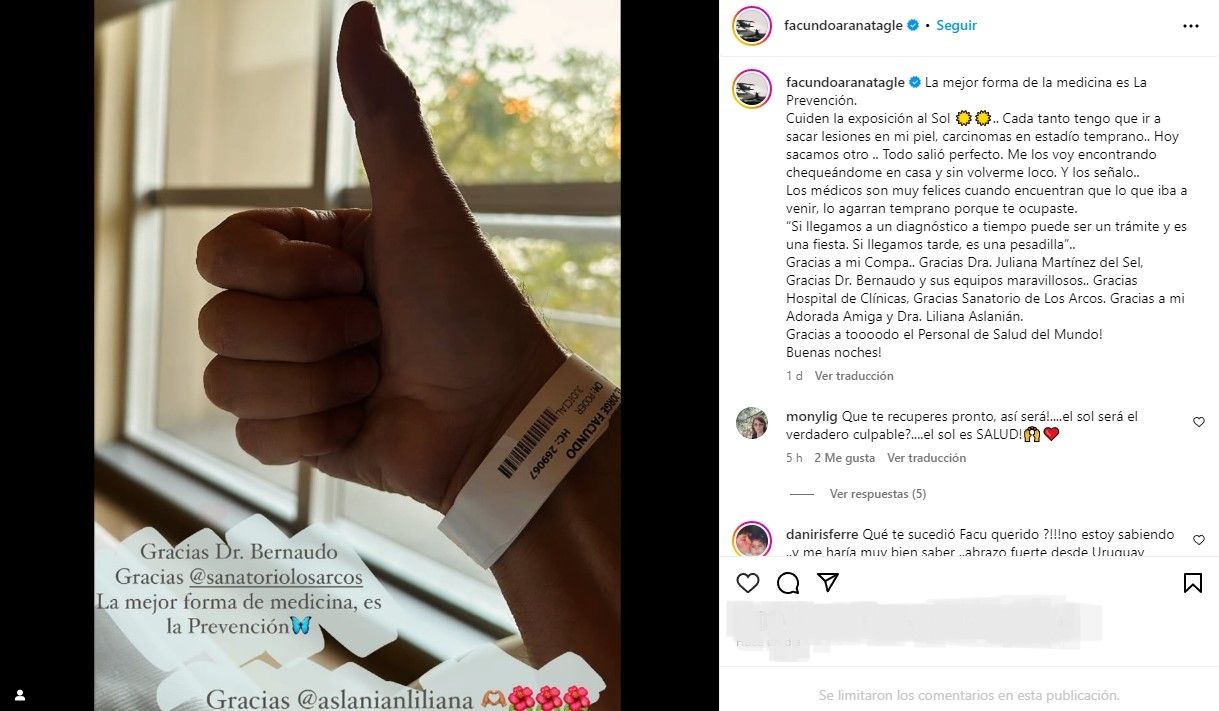 Posteo de Facundo Arana. 