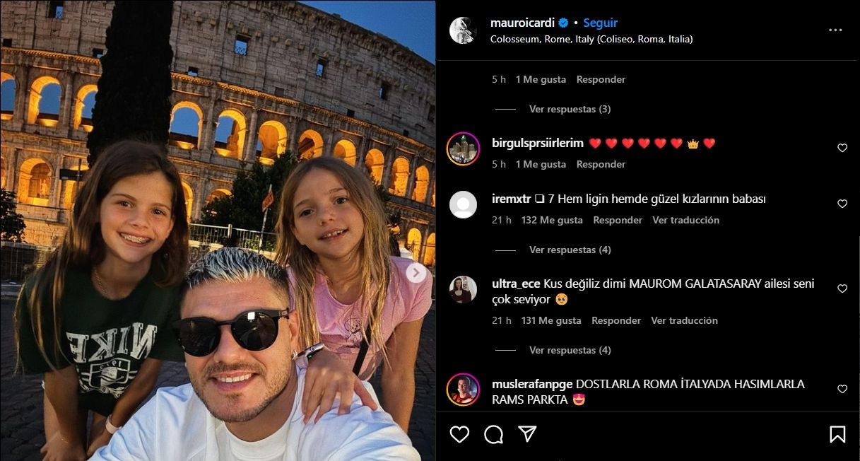 Mauro Icardi junto a Isabella y Francesca.