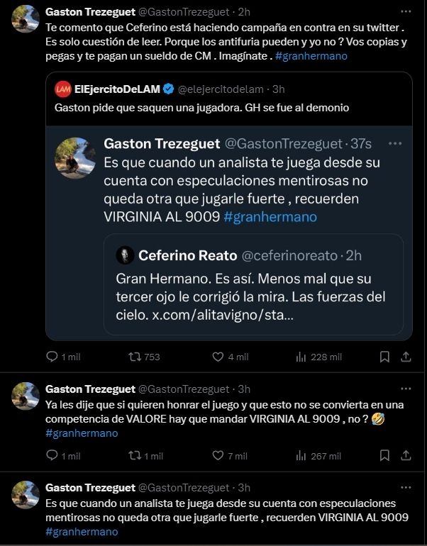 Gastón Trezeguet confesó su pasión por Furia de Gran Hermano.