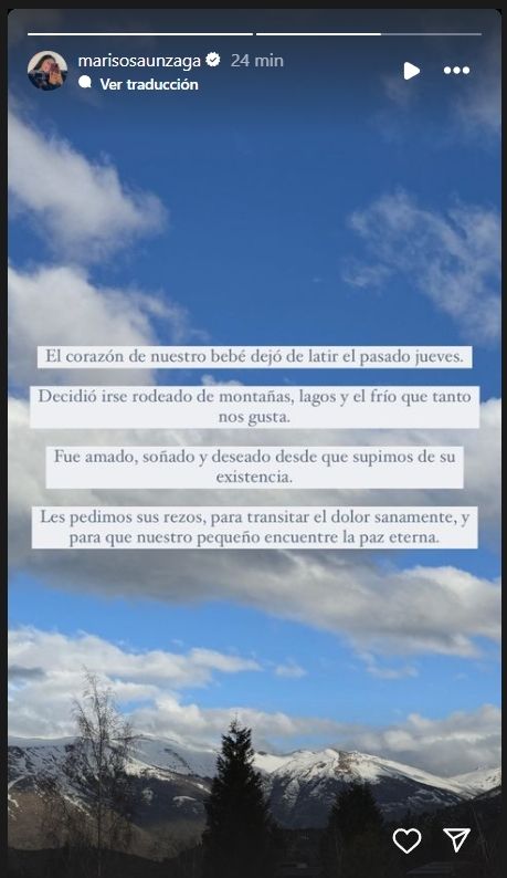 El comunicado de Marisol en Instagram.