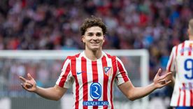 Julián Álvarez celebra uno de sus tantos con la camiseta del Atlético de Madrid. Julián Álvarez celebra uno de sus tantos con la camiseta del Atlético de Madrid.
