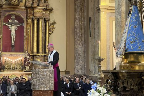 El arzobispo de la Ciudad de Buenos Aires, Jorge García Cuerva, en el Tedeum de este 25 de mayo. El arzobispo de la Ciudad de Buenos Aires, Jorge García Cuerva, en el Tedeum de este 25 de mayo.