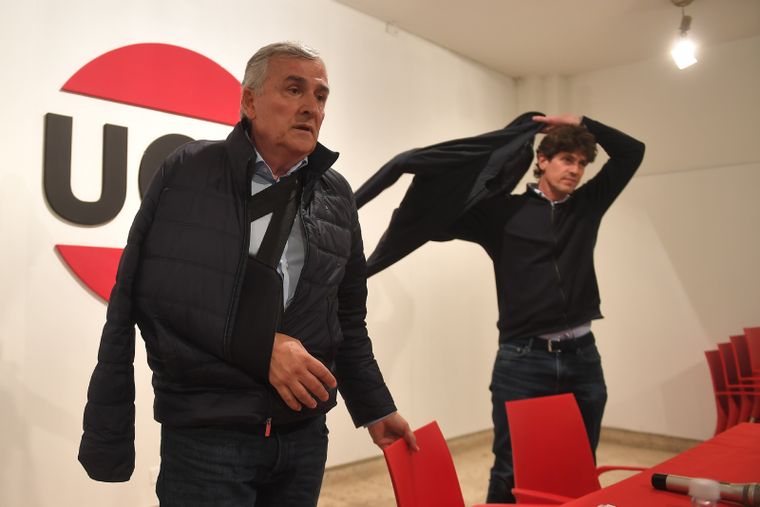 Morales y Loustea, en conferencia de prensa. Foto: Télam