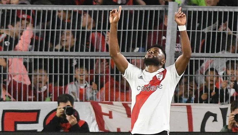 Borja celebra su gol, el segundo de River. Foto: Télam