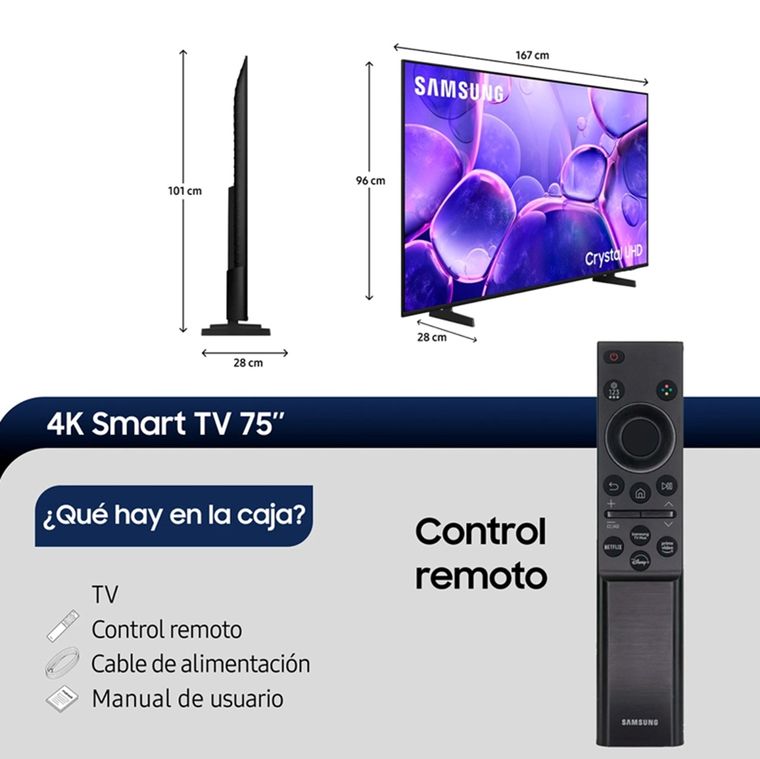 Imagen al detalle: el procesador Crystal 4K refuerza color y nitidez y escala todo el contenido a resolución 4K para aprovechar al máximo las 75 pulgadas. Imagen al detalle: el procesador Crystal 4K refuerza color y nitidez y escala todo el contenido a resolución 4K para aprovechar al máximo las 75 pulgadas.