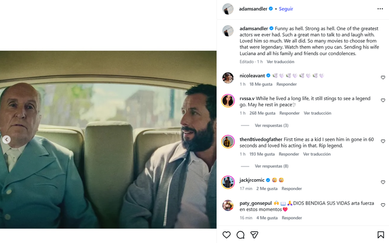 El mensaje de Adam Sandler para despedir a Robert Duvall, leyenda de Hollywood. El mensaje de Adam Sandler para despedir a Robert Duvall, leyenda de Hollywood.