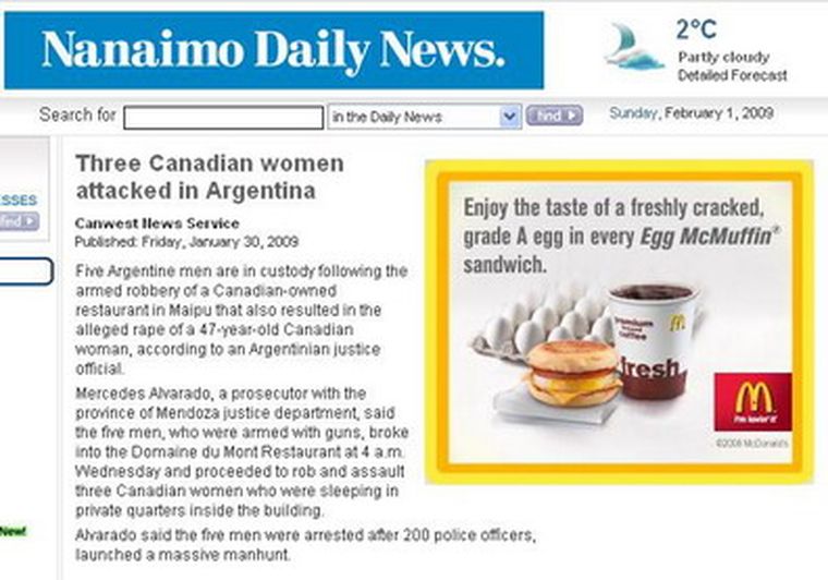 Uno de los diarios que puso la nota en portada. Foto: Web