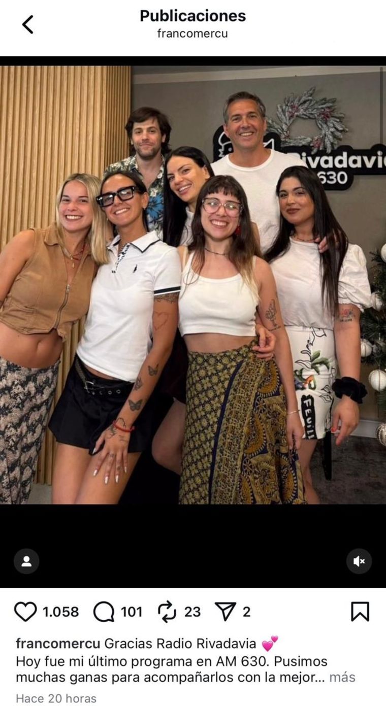 La publicaci&oacute;n que realiz&oacute; el periodista para despedirse del ciclo que comenz&oacute; a conducir este a&ntilde;o.